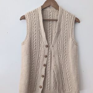 Handmade Cable Knit Wool Vest